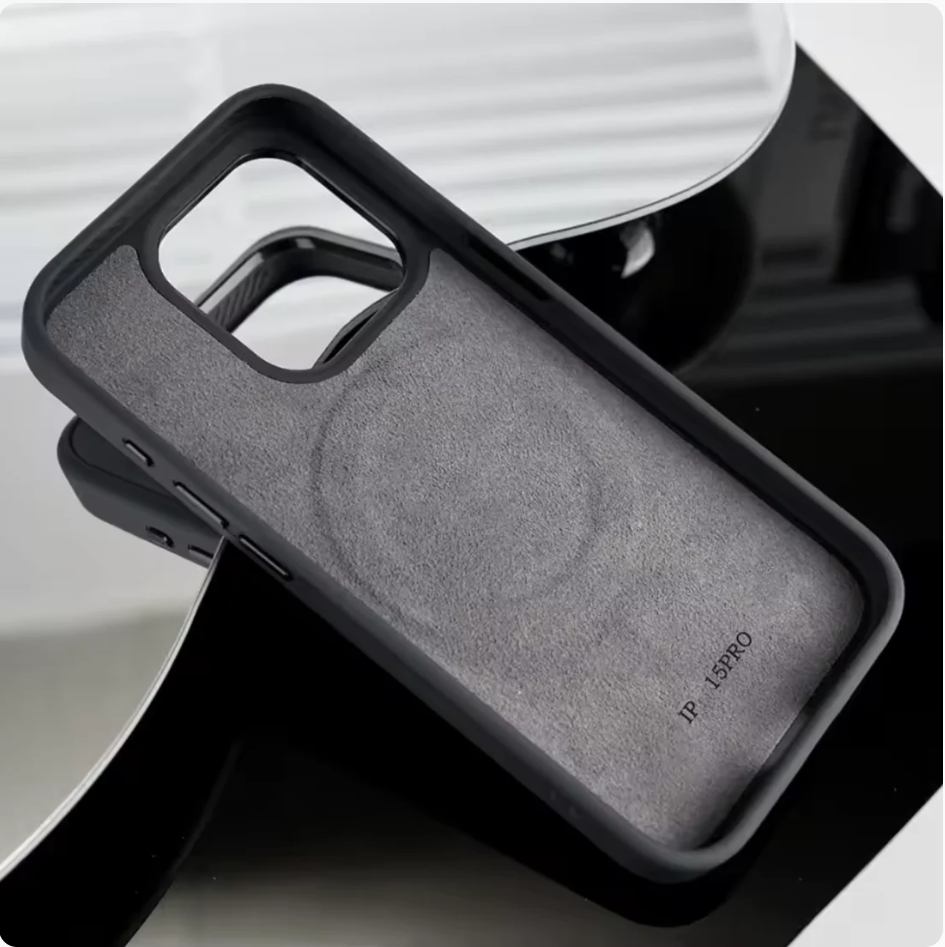 NFC phone case with AI-powered round e-ink screen - side view