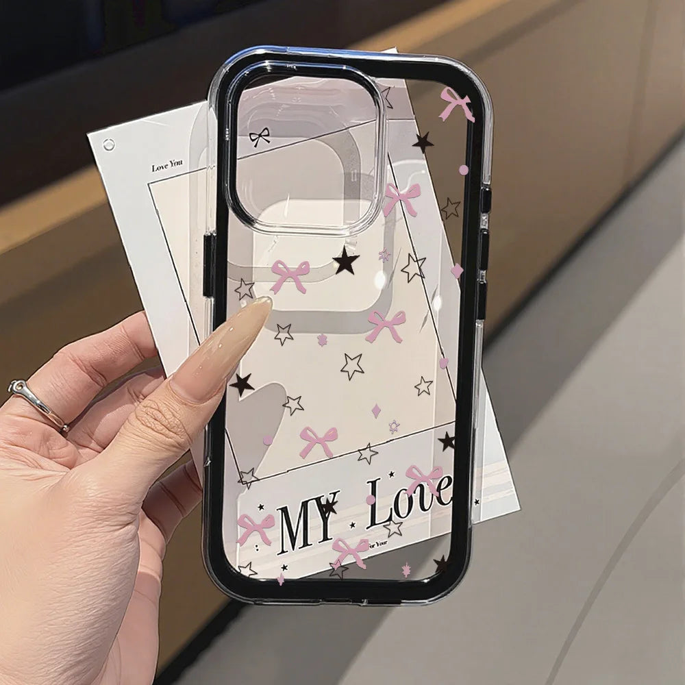 Cute Pink Bow Phone Case for iPhone - 2-in-1 Transparent