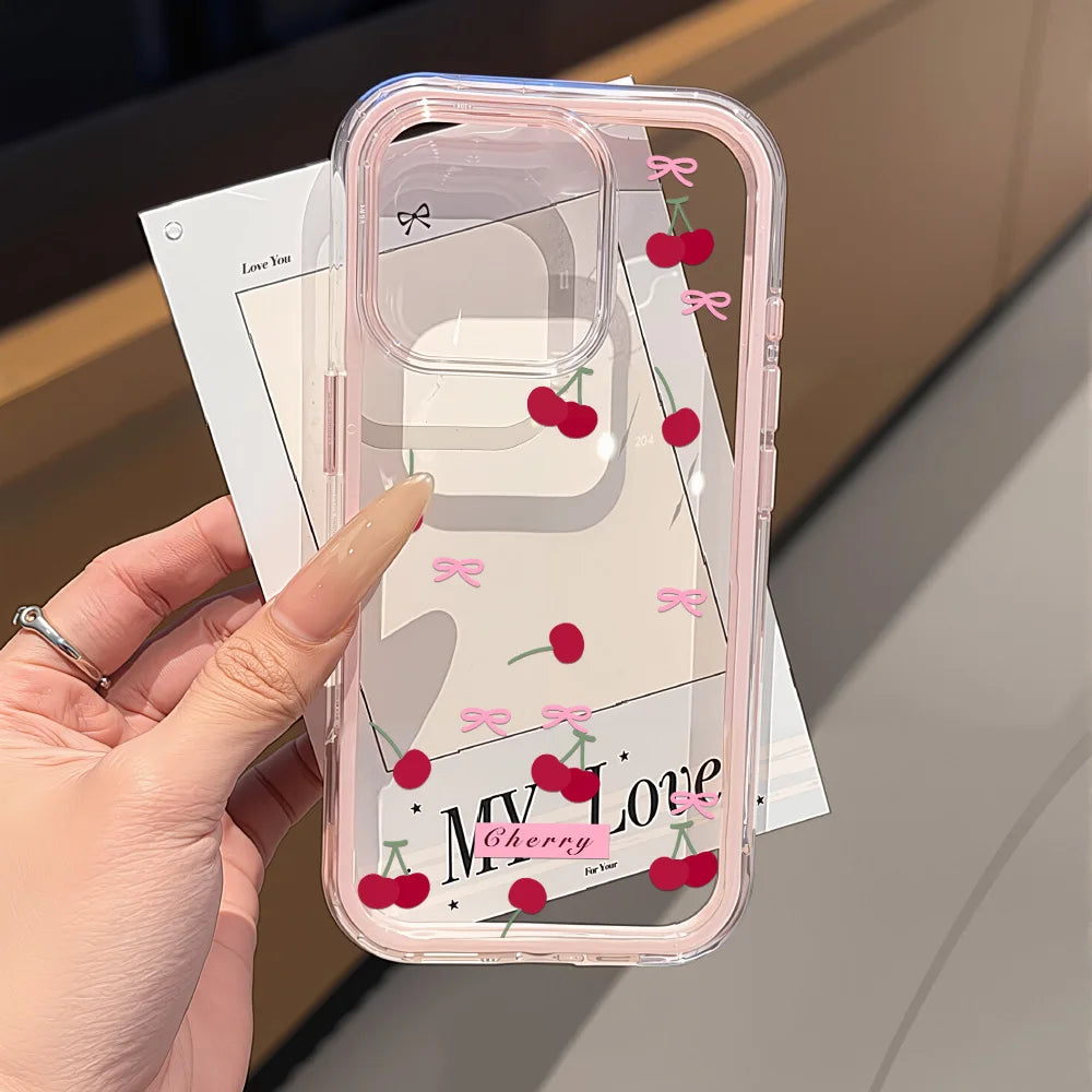 Cute Pink Bow Phone Case for iPhone - 2-in-1 Transparent