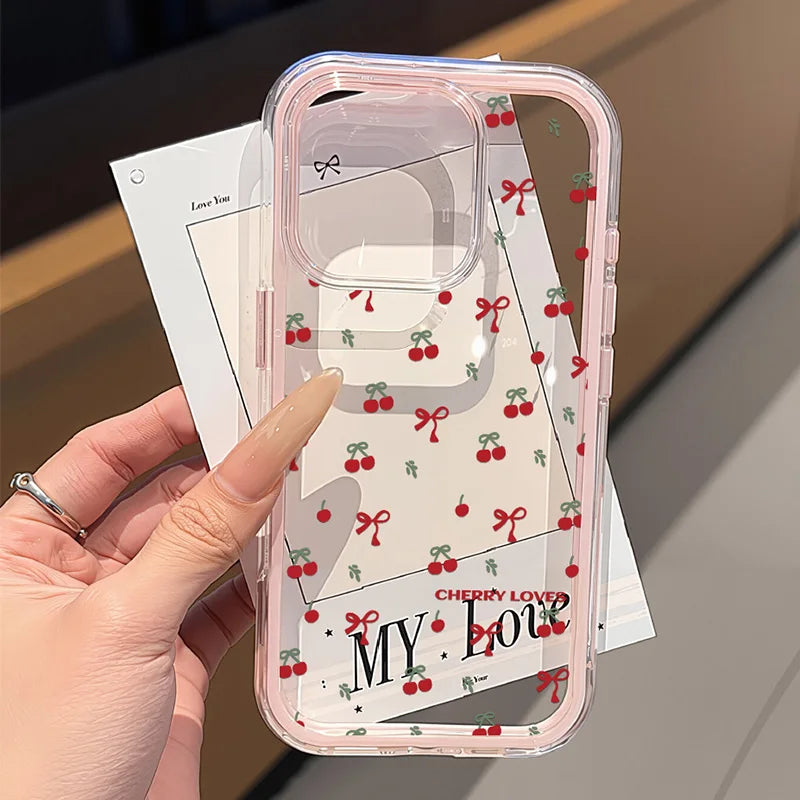 Cute Pink Bow Phone Case for iPhone - 2-in-1 Transparent