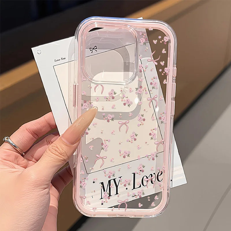 Cute Pink Bow Phone Case for iPhone - 2-in-1 Transparent