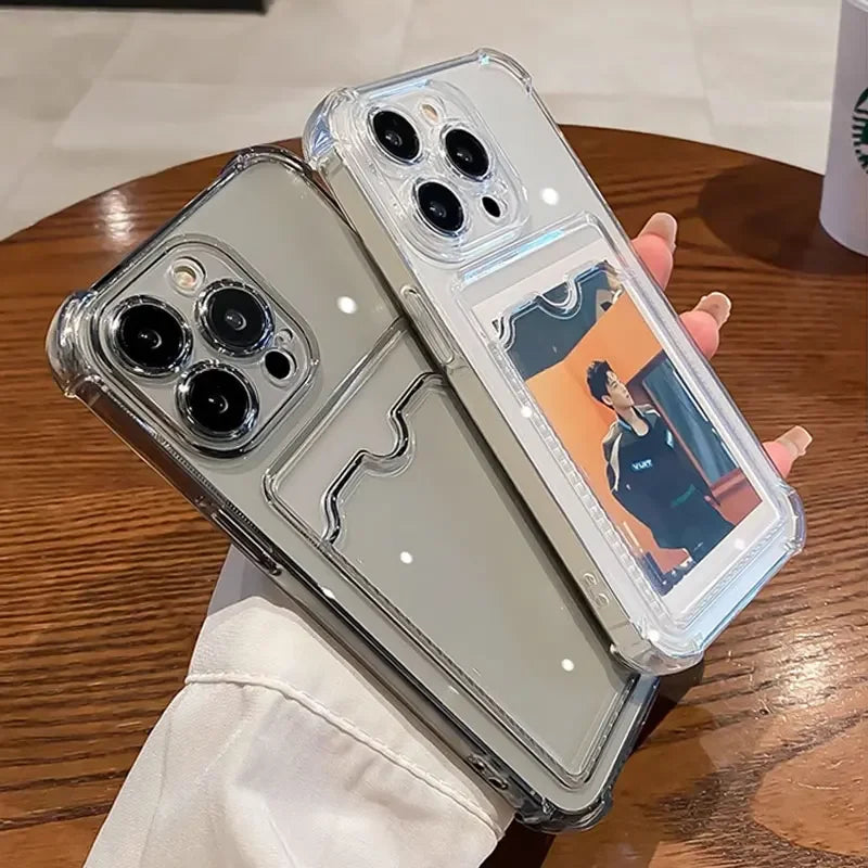 Transparent Card Slot Wallet Case for iPhone