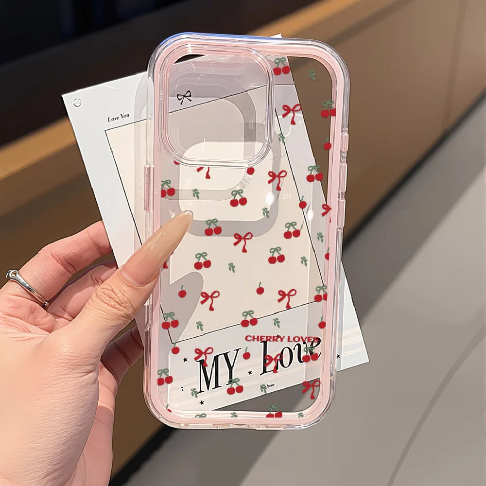 Cute Pink Bow Phone Case for iPhone - 2-in-1 Transparent