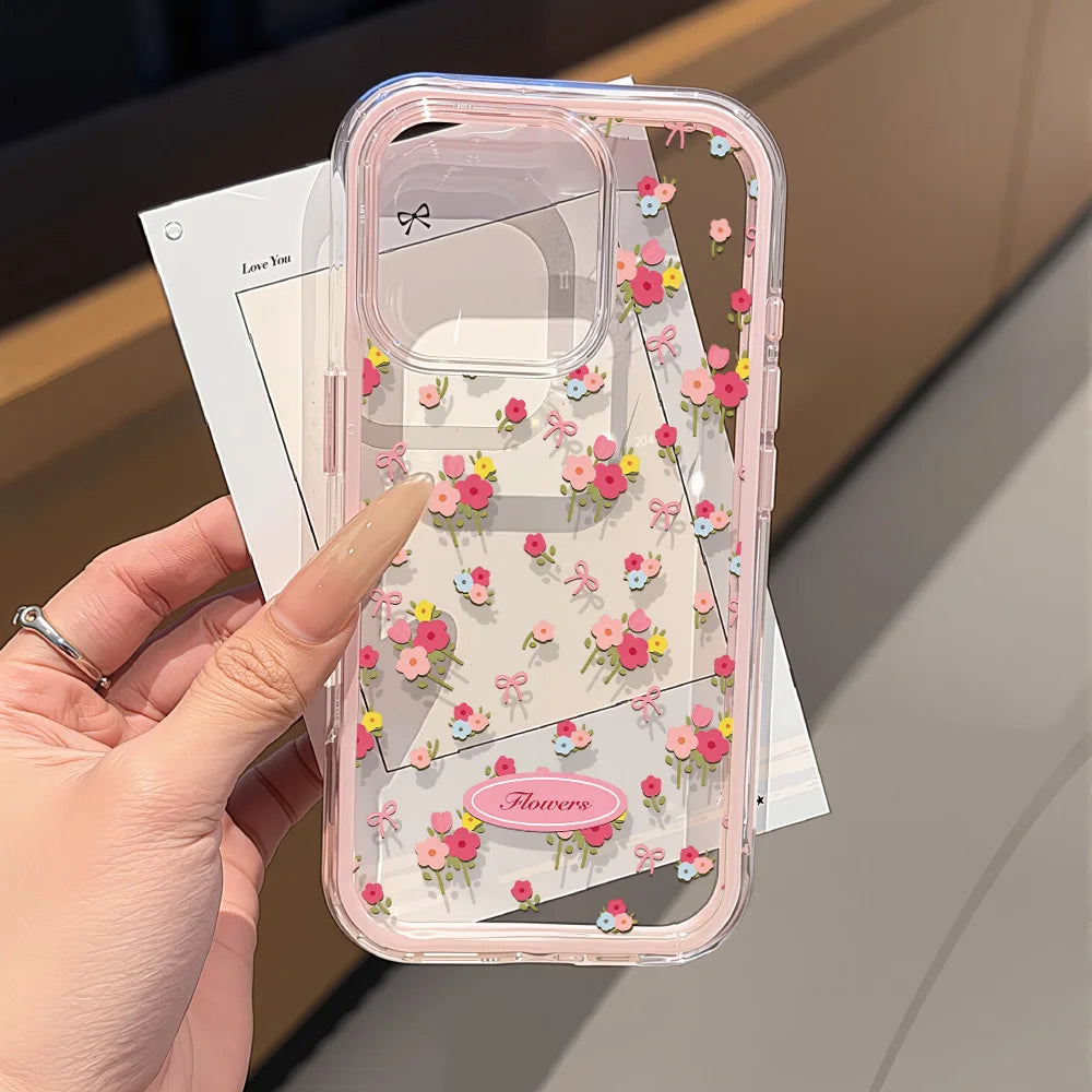 Cute Pink Bow Phone Case for iPhone - 2-in-1 Transparent