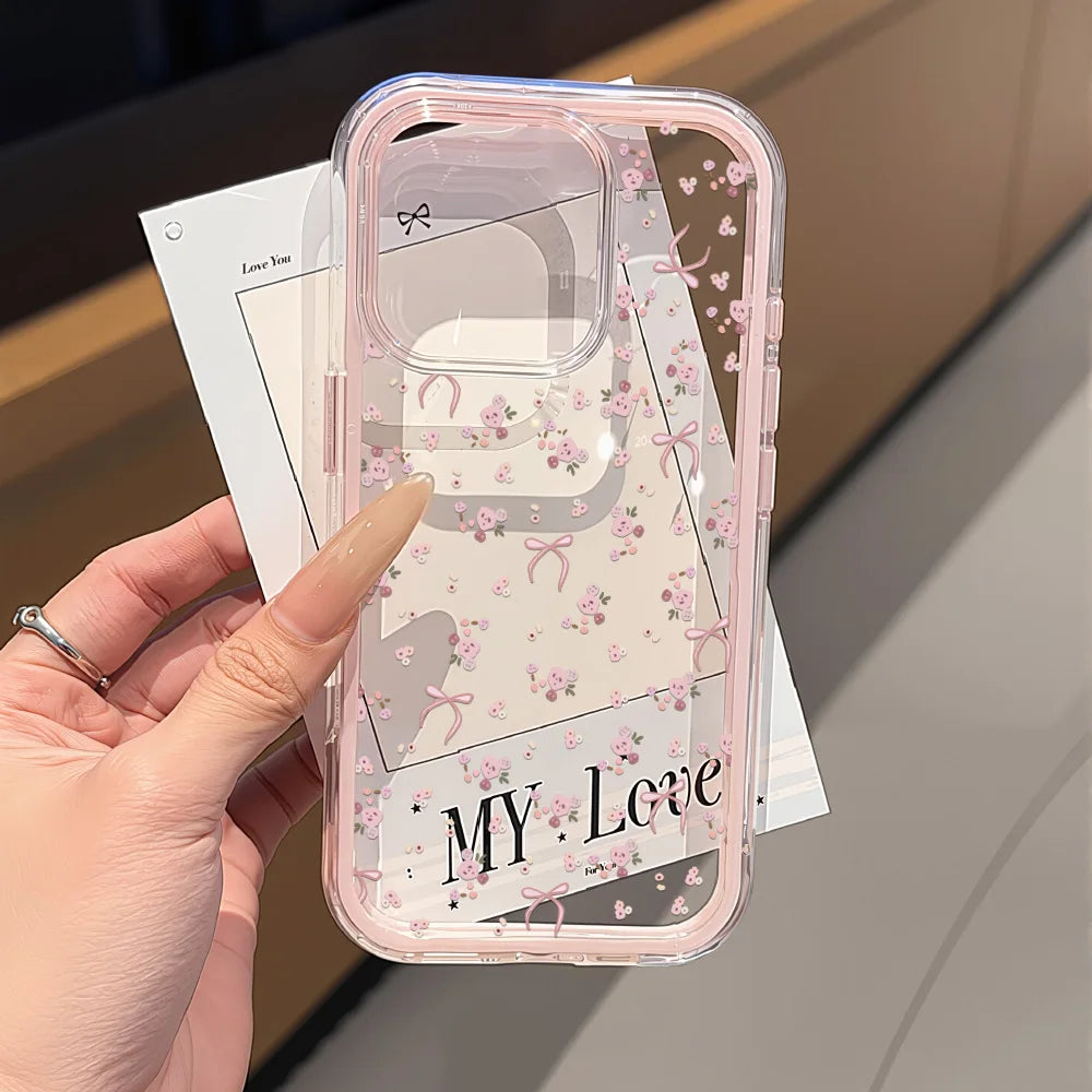 Cute Pink Bow Phone Case for iPhone - 2-in-1 Transparent