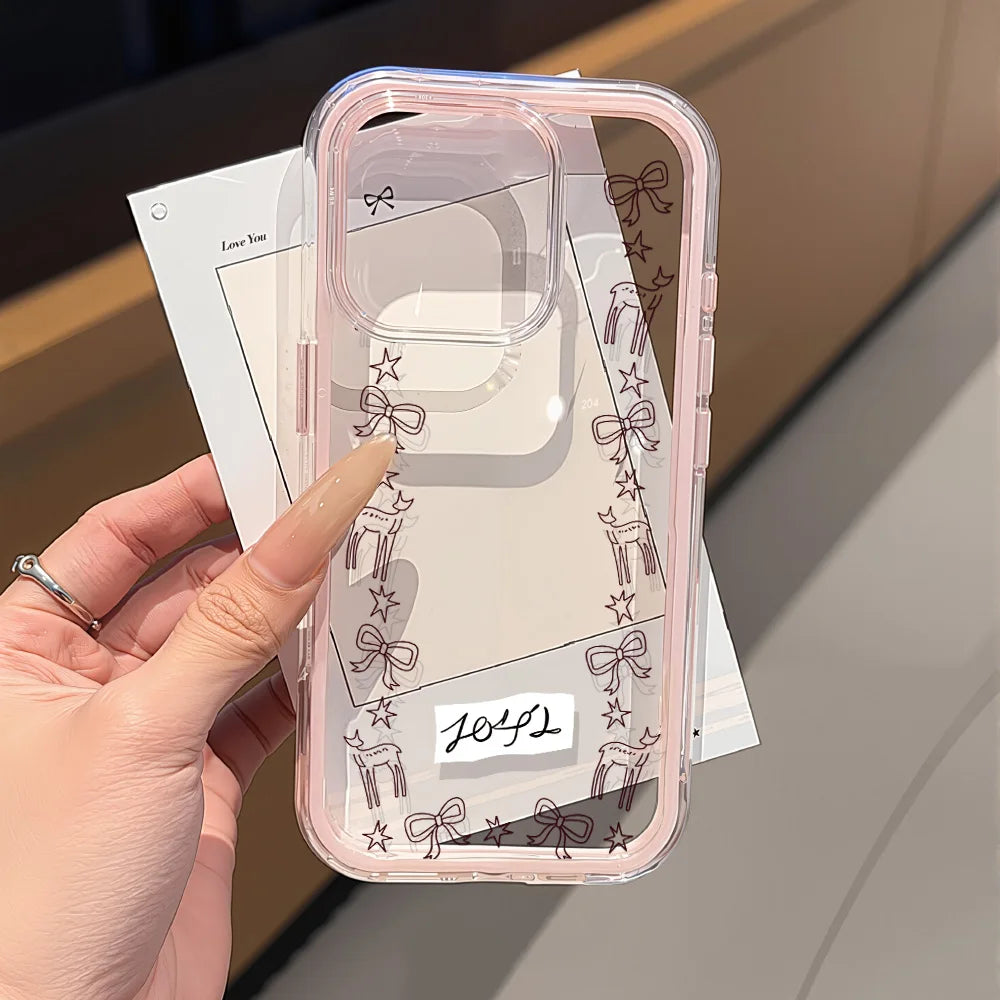 Cute Pink Bow Phone Case for iPhone - 2-in-1 Transparent