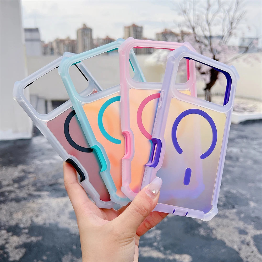 Shockproof Magnetic Laser Dazzling Phone Case