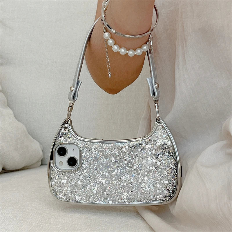 Luxury Glitter Sequins Handbag Phone Case For iPhone
