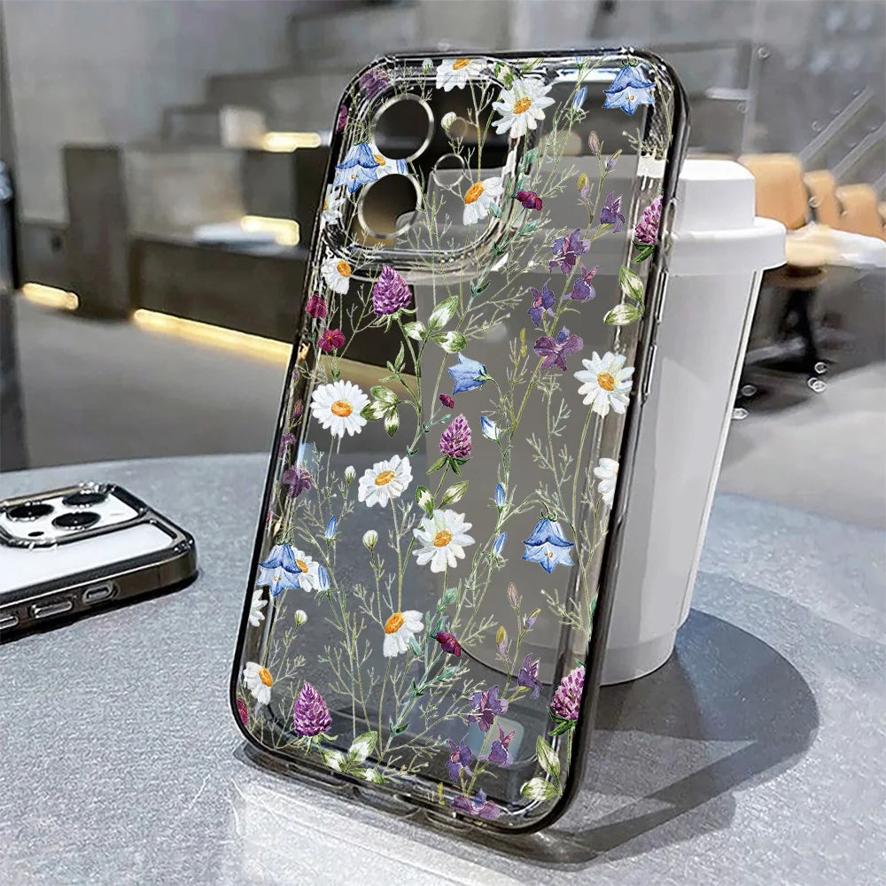 Flower Phone Case for iPhone - Transparent Silicone